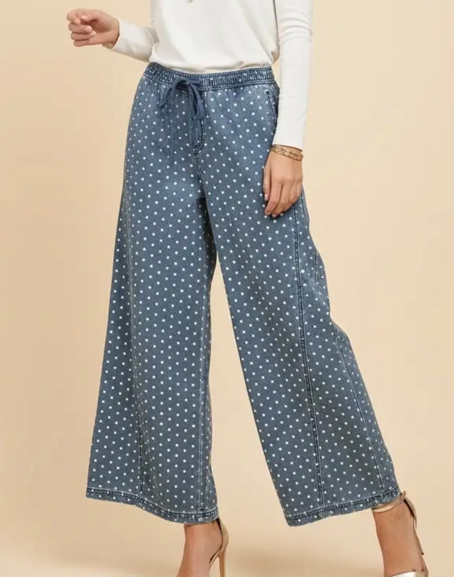 Wide Leg Polkadot Pants