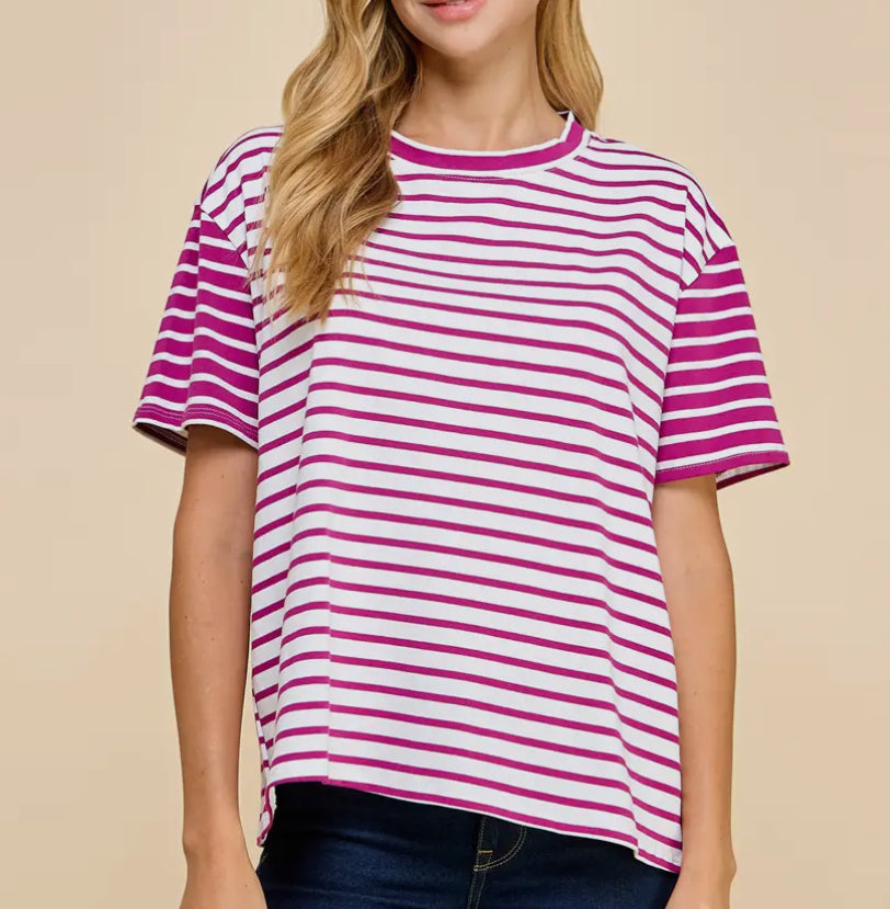 Magenta Striped Top