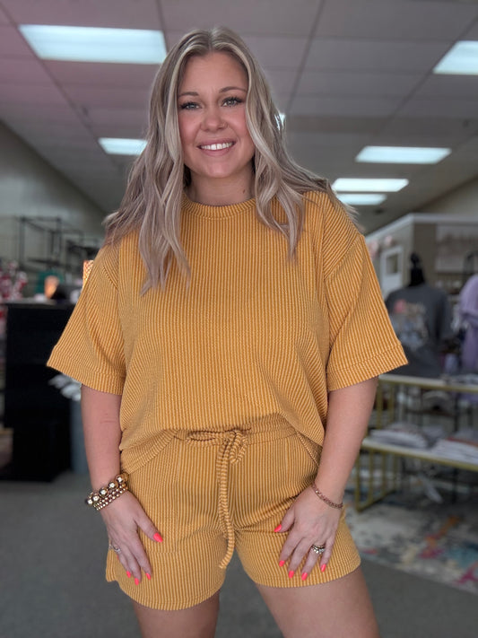 Ribbed Shorts Set | Golden