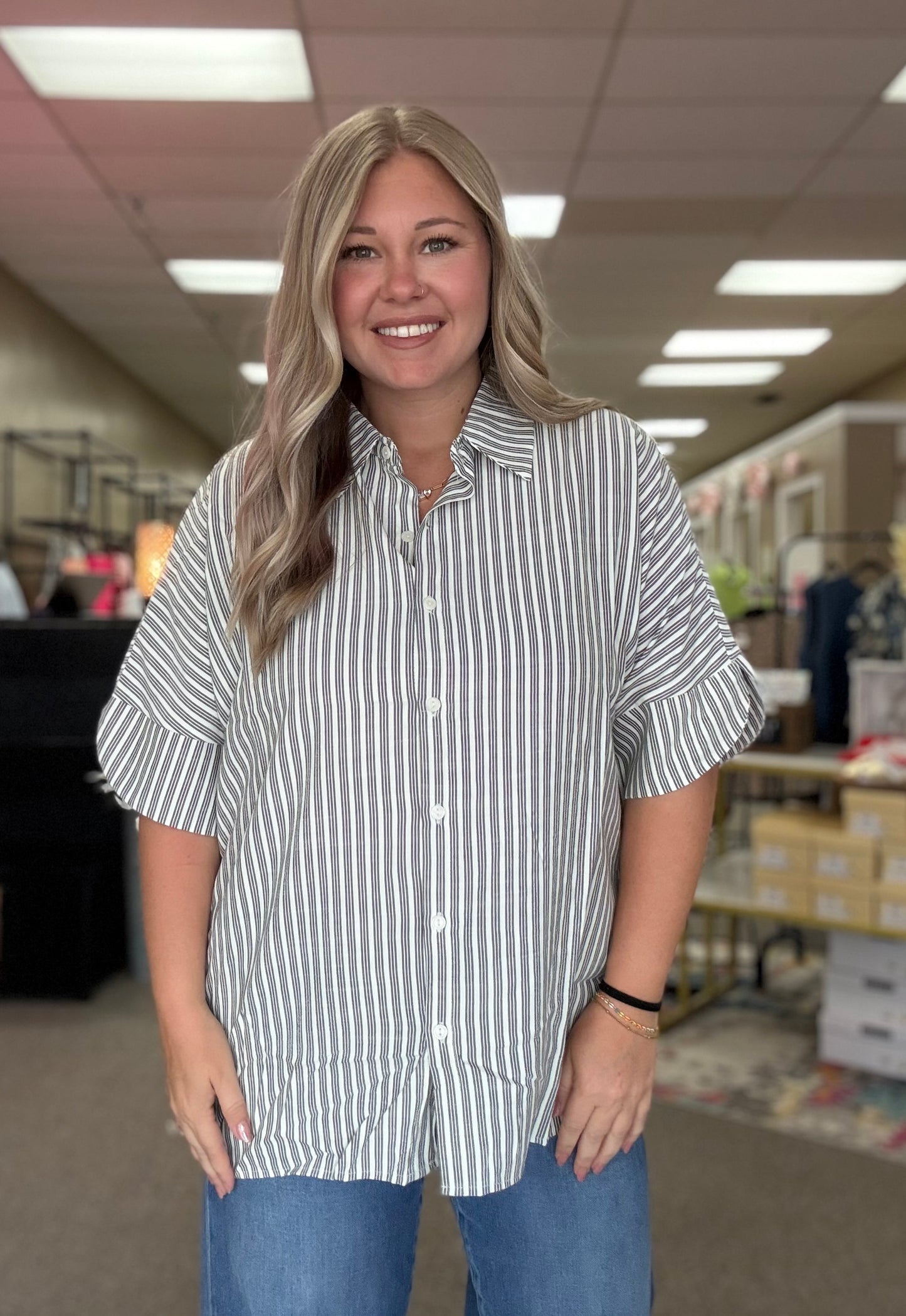 Striped Button Down Top