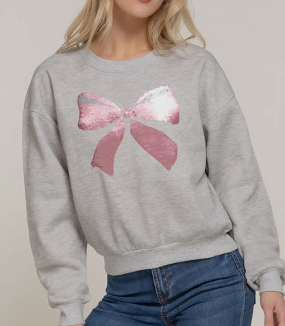 Sequined Bow Crewneck