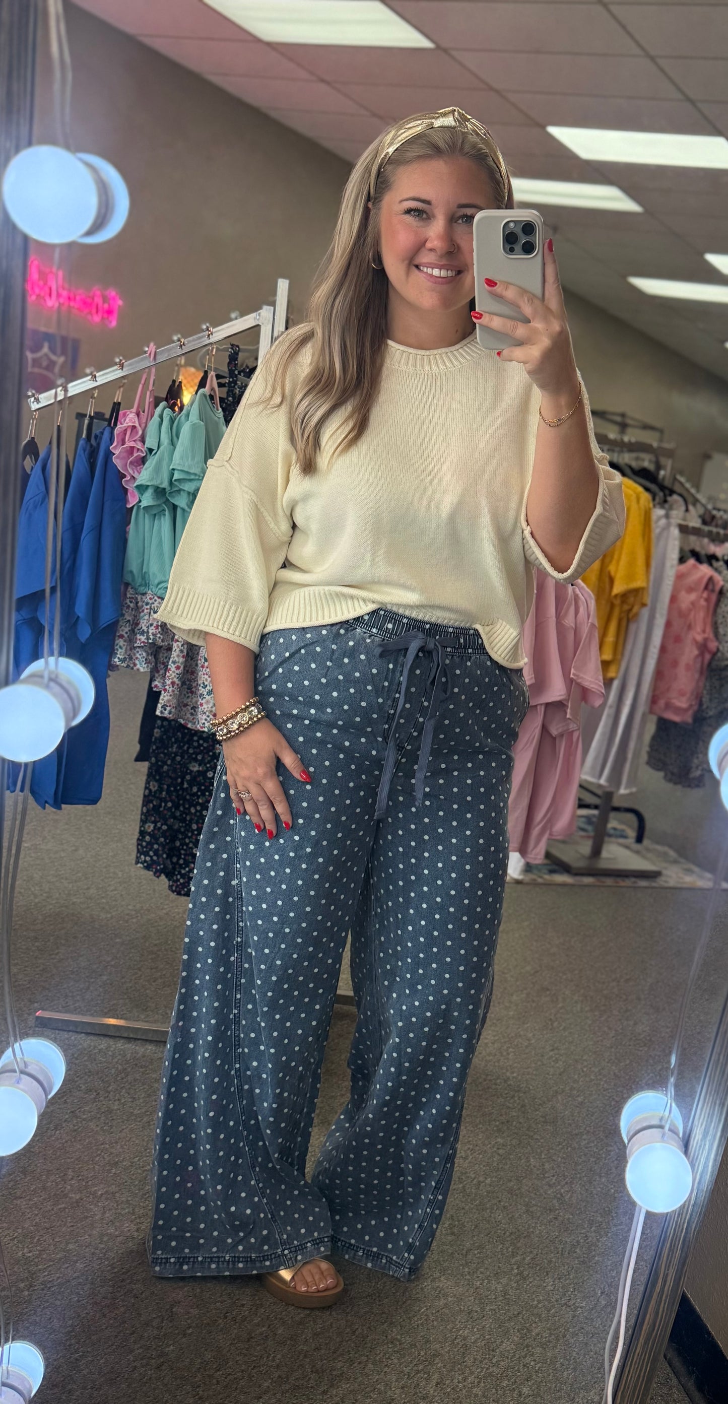 Wide Leg Polkadot Pants