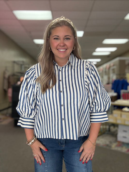 Puff Sleeve Button Down Top