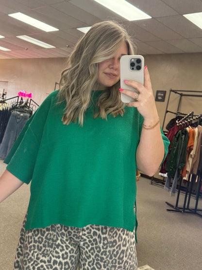 Plus | Kelly Green Double Knit Top