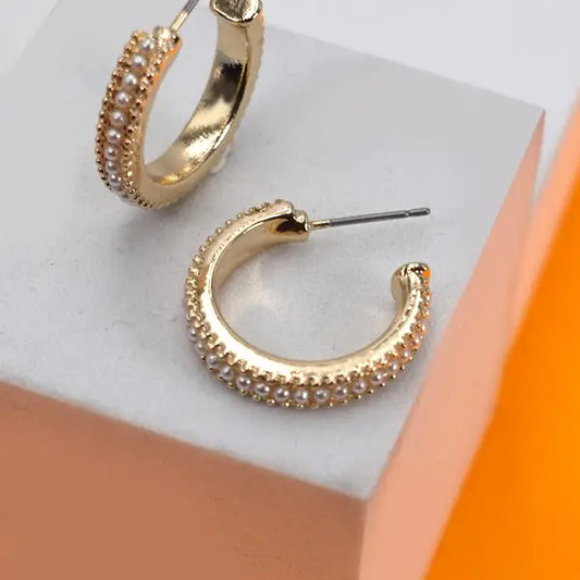 Earrings | Pearl Studded Hoops