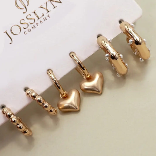 Earrings Trio | Heart Drop