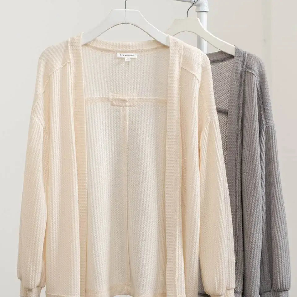 Waffle Knit Cardigan | Cream