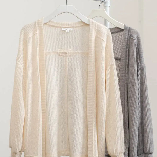 Waffle Knit Cardigan | Cream