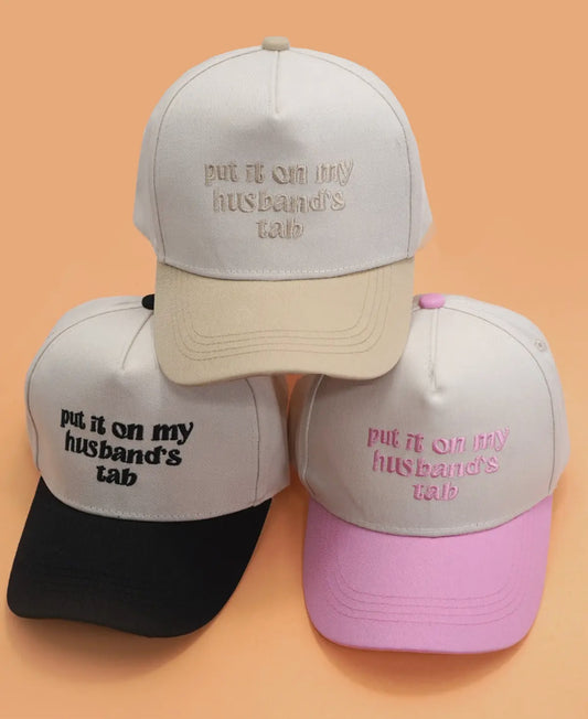 Trucker Hat Put It On My Husband's Tab | Black