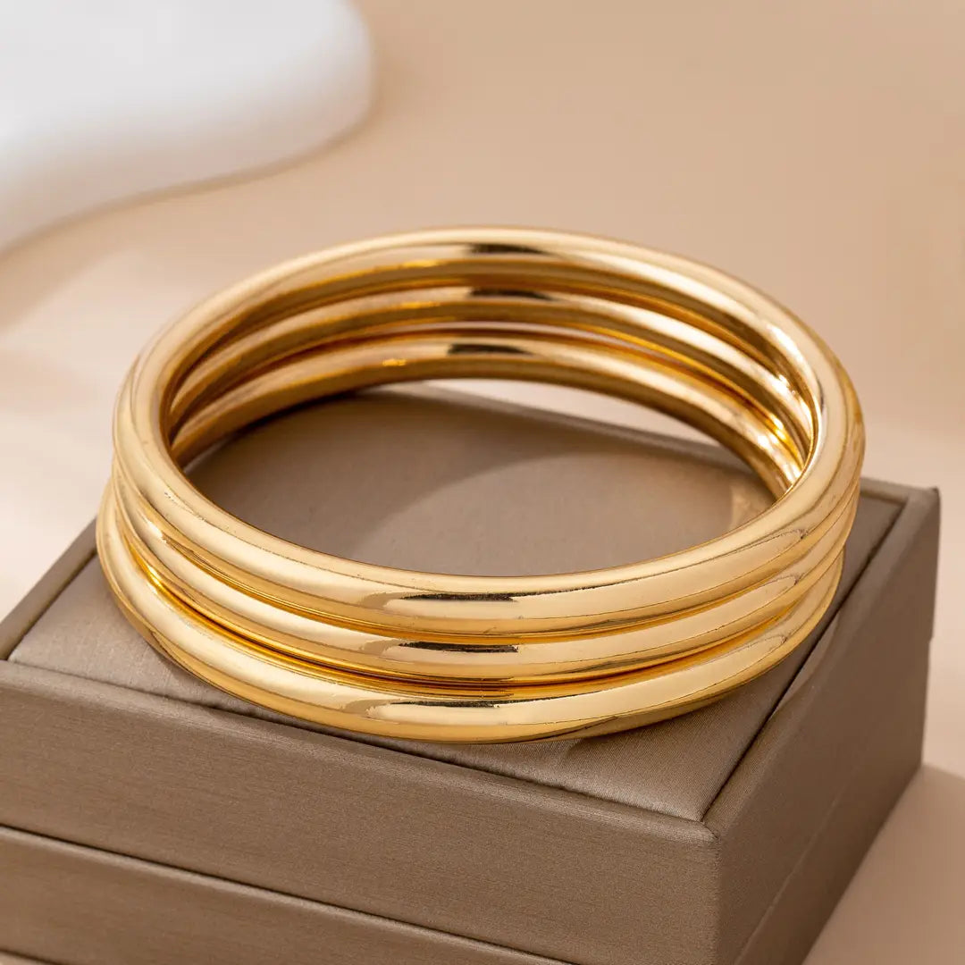 Chunky Tube Bangles | Gold