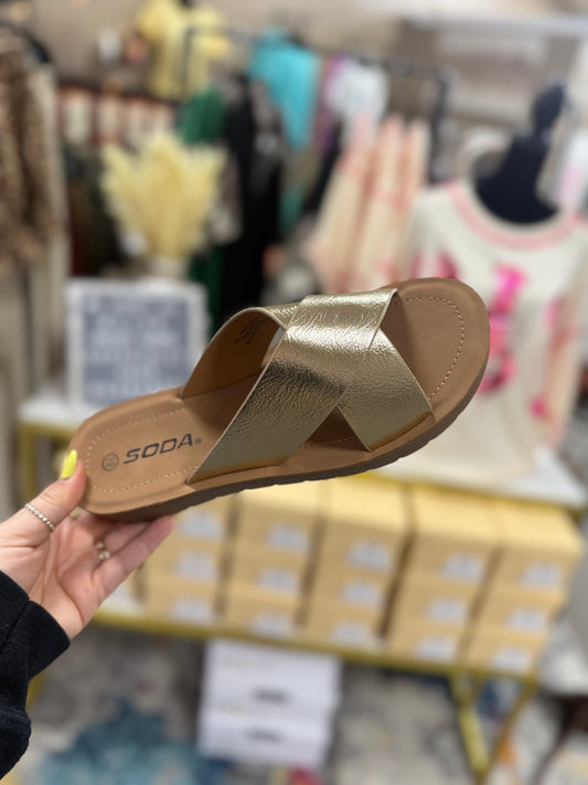 Crossover Sandals | Gold