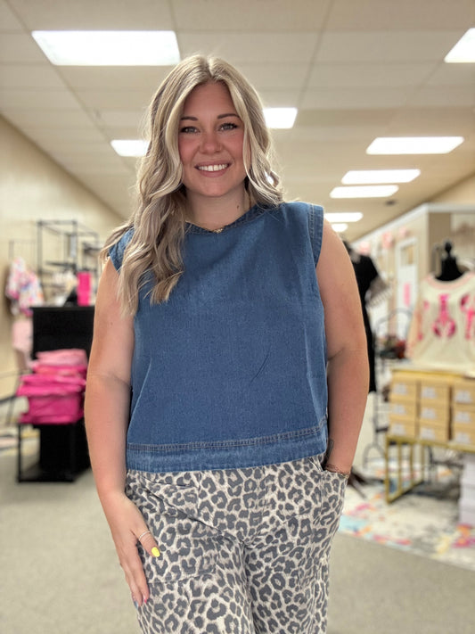 Sleeveless Denim Top
