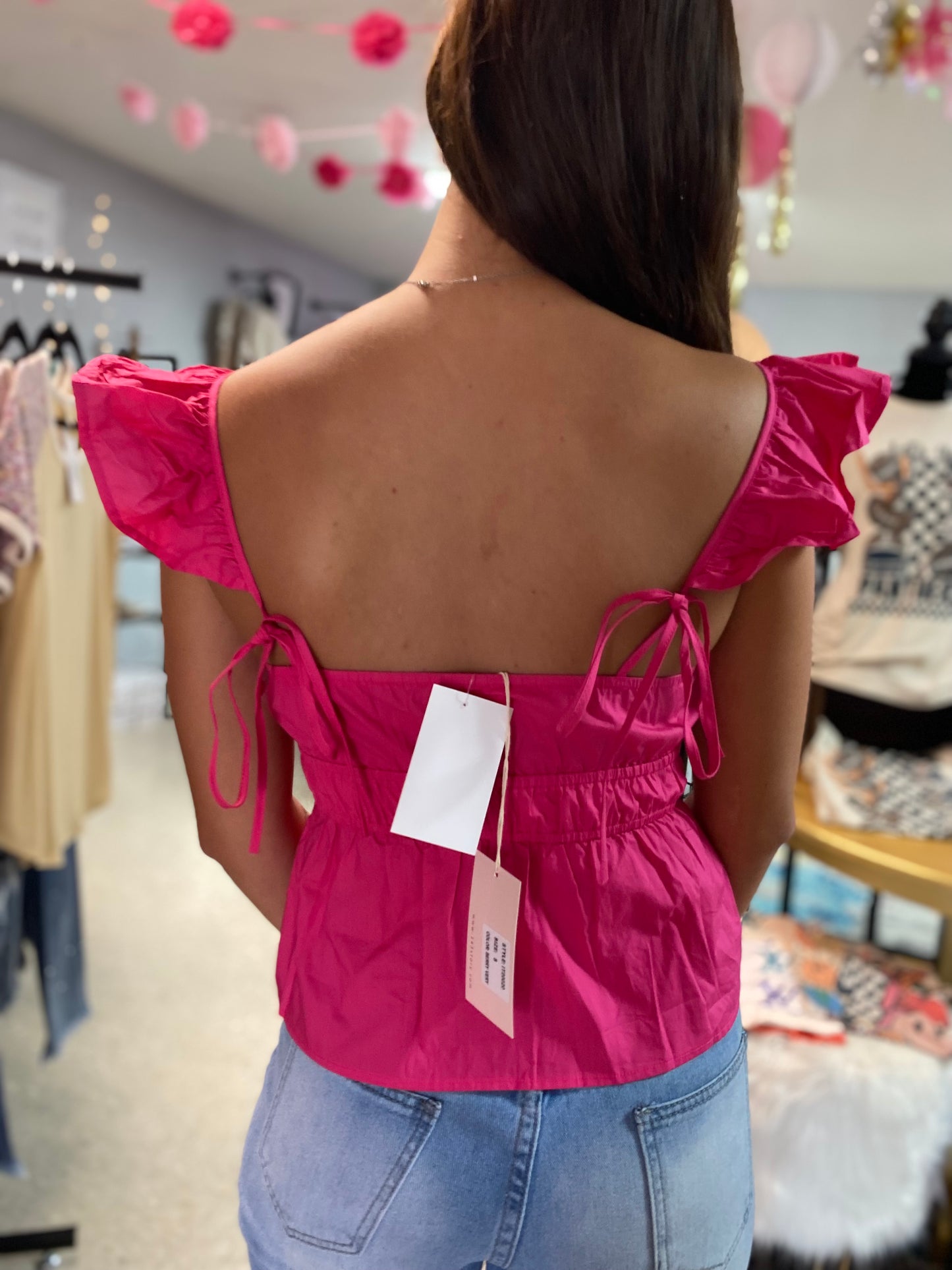 She’s Going Places Pink Ruffled Top