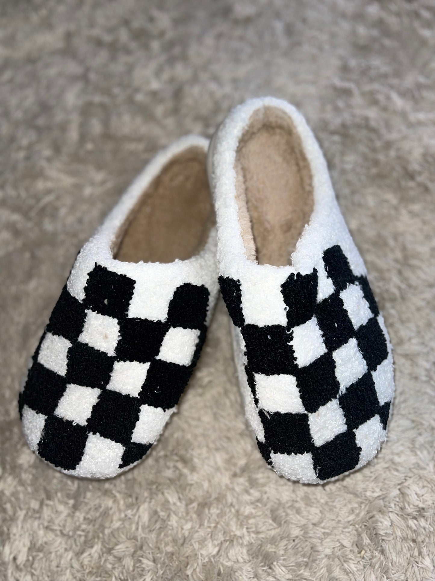 Checkered Slippers | White and Black