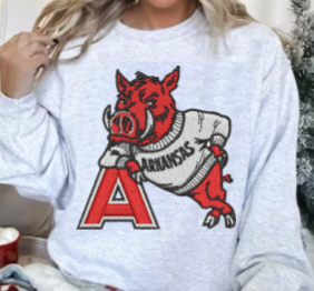 Faux Embroidered Vintage Hog