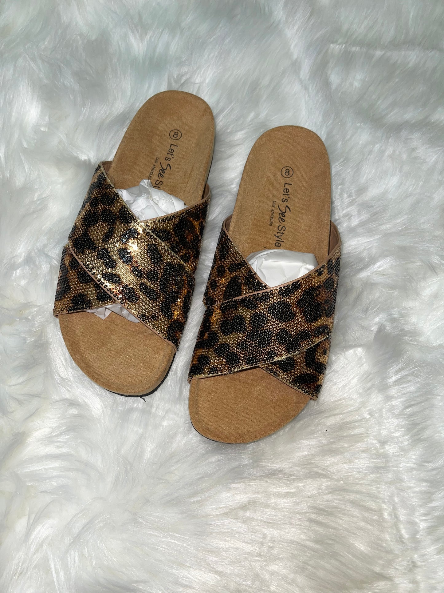 Sequined Leopard Sandals