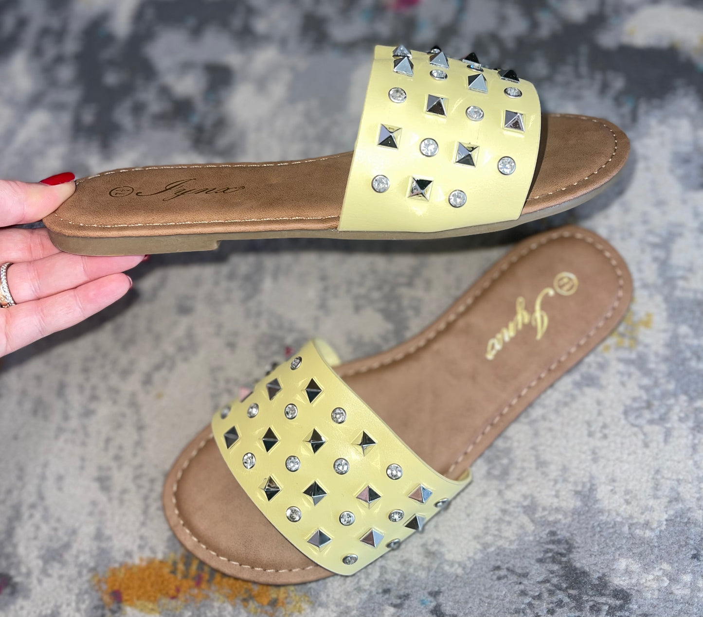 Pastel Yellow Studded Sandals