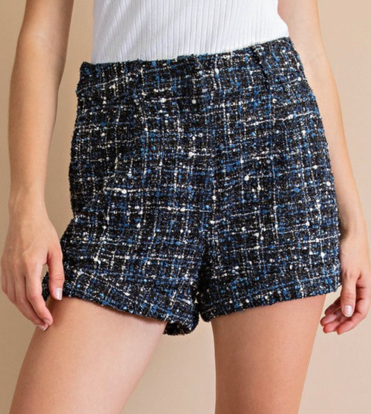 Boucle Shorts | Black & Blue
