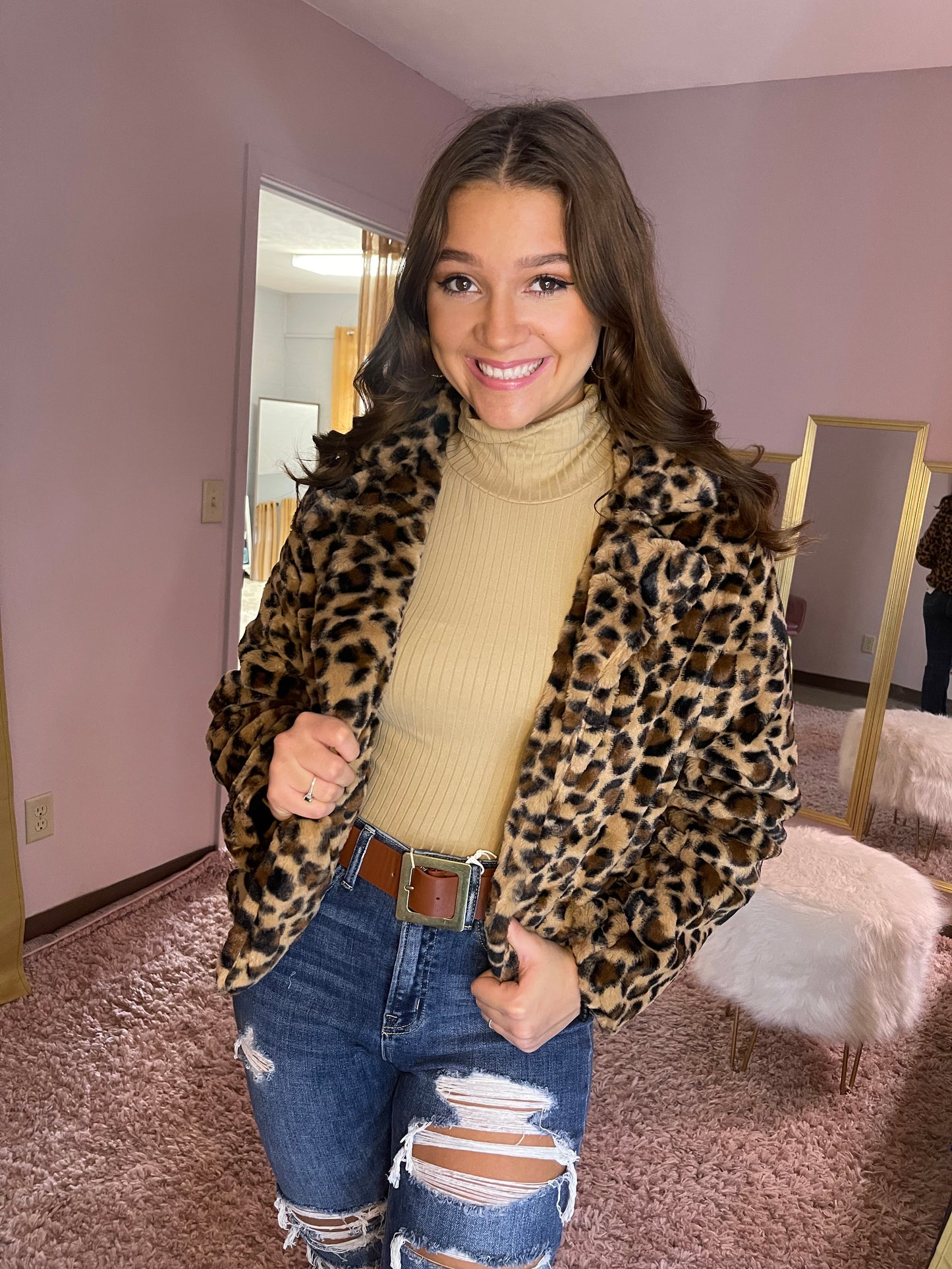 Cheetah Faux Fur Jacket